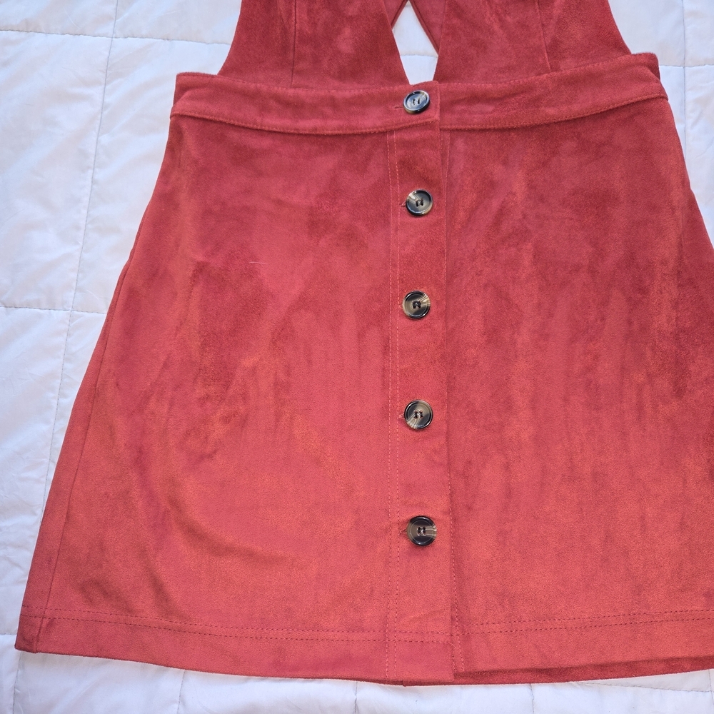 FOREVER 21 Coral Button-Down Pinafore Dress Size M - Picture 3 of 7